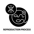 reproduction process icon, black vector sign with editable strokes, concept illustration