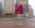 Reproduction of Robert Indiana`s Love sculpture in John F. Kennedy Plaza, Center City, Philadelphia Royalty Free Stock Photo