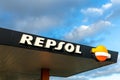 Repsol logo sign on the canopy.