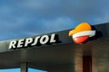 Repsol logo sign on the canopy.