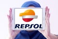 Repsol oil and energy company logo Royalty Free Stock Photo