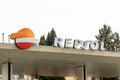 Repsol petrol station logo sign