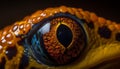 Reptile eye staring with multi colored beauty generated by AI Royalty Free Stock Photo