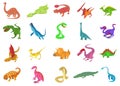 Reptile icon set, cartoon style