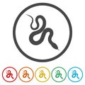 Reptile snake flat icon for animal apps, 6 Colors Included