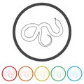 Reptile snake flat icon for animal apps, 6 Colors Included