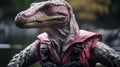 a reptile wearing a pink jacket
