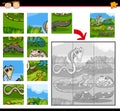 Reptiles education jigsaw puzzle game