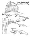 Reptiles of the late Paleozoic age, vintage illustration