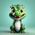 Reptilian Elegance: 3D Illustration of a Cute Crocodile Royalty Free Stock Photo