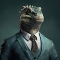 Reptilian in a formal suit