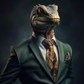 Reptilian in a formal suit