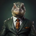 Reptilian in a formal suit