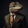 Reptilian in a formal suit