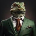 Reptilian in a formal suit