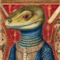 Reptilian Majesty: Medieval Illuminated Manuscript Portrait