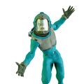 Reptoid astronaut doing a pin up pose in white background Royalty Free Stock Photo