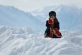 republic Altay people celibrate new year FEB 24-2020 in traditionally reindeer herders camp on the background near Russia