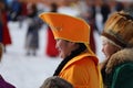 republic Altay people celibrate new year FEB 24-2020 in traditionally reindeer herders camp on the background near Russia