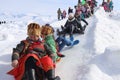 republic Altay people celibrate new year FEB 24-2020 in traditionally reindeer herders camp on the background near Russia