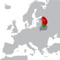 Republic of Belarus Location Map on map Europe. 3d Belorussia flag map marker location pin. High quality map of North Belorussia