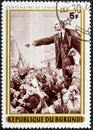 REPUBLIC BURUNDI - CIRCA 1970: Stamp printed in the republic Burundi shows Lenin - the founder of the USSR.