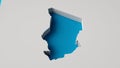 Republic of Chad Map's 3d illustration 3d inner extrude map Sea Depth with inner shadow.