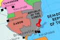 Republic of the Congo, Brazzaville - capital city, pinned on political map
