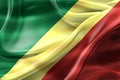 Republic of the Congo flag - realistic waving fabric flag Royalty Free Stock Photo