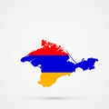 Republic of Crimea map in Armenia flag colors, editable vector Royalty Free Stock Photo