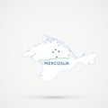 Republic of Crimea map in Southern Common Market Mercosur flag colors, editable vector