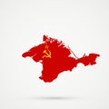 Republic of Crimea map in Union of Soviet Socialist Republics USSR flag colors, editable vector Royalty Free Stock Photo