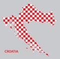 Republic of Croatia - vector map in red and white squares Royalty Free Stock Photo