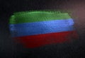 Republic of Dagestan Flag Made of Metallic Brush Paint on Grunge