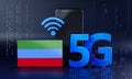 Republic of Dagestan Ready for 5G Connection Concept. 3D Rendering Smartphone Technology Background