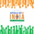 Republic Day of india with abstract orange and green Fist hands and wheell sign flag vector design