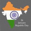 Republic day of India. 26 January. National Flag of India. Vector illustration