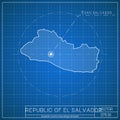 Republic of El Salvador blueprint map template.