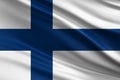Finland flag with fabric texture, official colors, 3D illustration Royalty Free Stock Photo