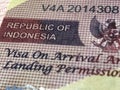 Visa on arrival to Indonesia Royalty Free Stock Photo