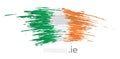 Republic of ireland flag. Brush strokes, grunge. Stripes colors of irish flag on a white background. Vector design national poster