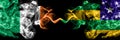 Republic of Ireland, Irish vs Brazil, Brazilian, Sergipe smoky mystic flags placed side by side. Thick colored silky abstract