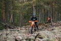 REPUBLIC OF KARELIA, RUSSIA - CIRCA JUNE, 2022: Off-road tournament Ladoga Trophy 2022 in Karelia. Motorcycle racers on