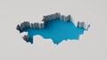 Republic of Kazakhstan Map's 3d illustration 3d inner extrude map Sea Depth with inner shadow.