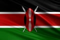 Kenya flag with fabric texture, official colors, 3D illustration