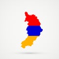 Republic of Khakassia map in Armenia flag colors, editable vector Royalty Free Stock Photo