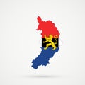 Republic of Khakassia map in Benelux Union flag colors, editable vector Royalty Free Stock Photo