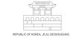 Republic Of Korea, Jeju, Deoksugung, travel landmark vector illustration Royalty Free Stock Photo