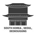 Republic Of Korea, Seoul, Deoksugung travel landmark vector illustration