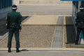 Republic of Korea soldiers stand guard at the border with North Korea in the Joint Security Area Panmunjeom